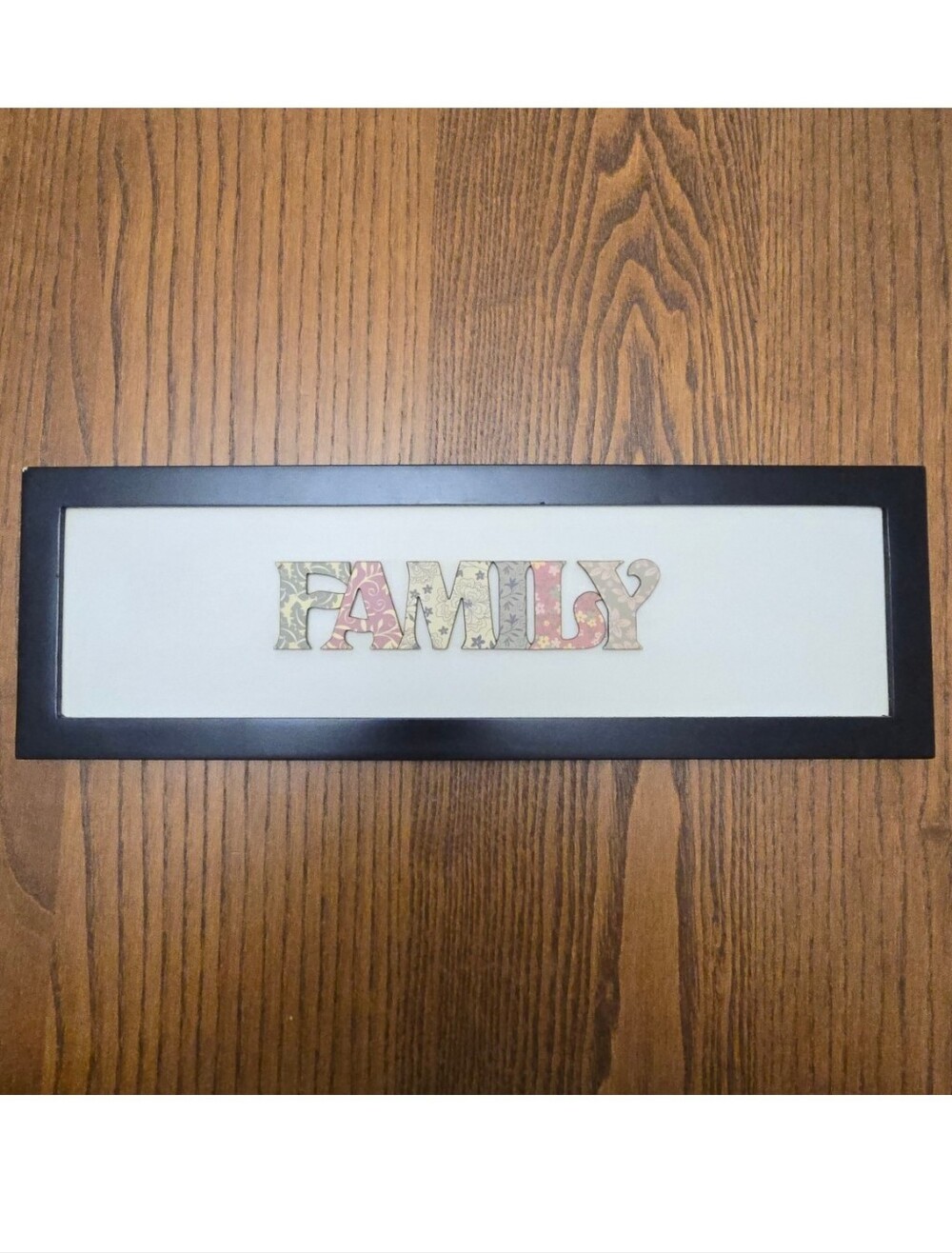 Fetco Home Decor FAMILY Sign 13x4 Black Framed Pastel Paisley Floral Wall Art